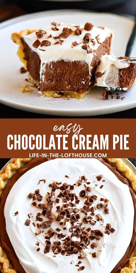 Hersheys Chocolate Cream Pie, Chocolate Cream Pie Filling, Microwave Chocolate Pie Filling, Chocolate Pie With Cool Whip, Easy Chocolate Pudding Pie No Bake, Chocolate Cream Pie Recipe Easy, Chocolate Crème Pie, Choc Cream Pie Recipe, Chocolate Pie Recipe Easy Pudding