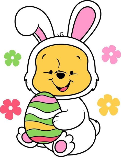 Winnie The Pooh Easter, Winnie The Pooh Svg, Pooh Svg, Easter Fonts, Easter Cups, Dibujos Toy Story, Easter Cartoons, Easter Drawings, Easter Costume