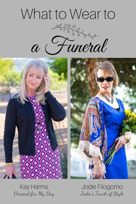 What to Wear to a Funeral - Dressed for My Day Celebration Of Life Outfit Women Summer, What To Wear To A Memorial Service, What To Wear To A Celebration Of Life, Memorial Service Outfit For Women, Bright Outfit, Quoi Porter, Outfit Collage, Dress Appropriately, 60 Fashion