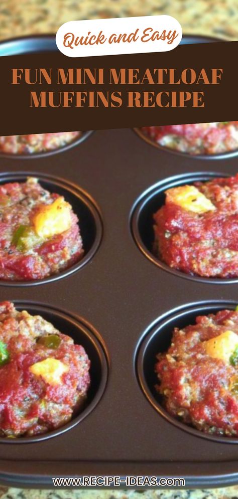 Delicious Mini Meatloaf Muffins, a twist on traditional meatloaf made easy in a muffin tin. Ideal for family meals and fun snacks! Hamburger Muffin Tin Recipes, Meatloaf Muffin Tin, Meatloaf Cups Muffin Tins, Mini Meatloaf Recipes Muffin Tins, Meatloaf In Muffin Tin, Muffin Tin Meatloaf, Individual Meatloaf, Meatloaf Muffins Recipe, Mini Meatloaf Muffins