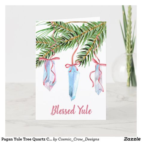 Watercolor Yule Cards, Winter Solstice Watercolor, Yule Artwork, Pagan Yule Tree, Yule Cards, Baby Canvas Art, Crystal Winter, Gourd Ornaments, Winter Solstice Celebration