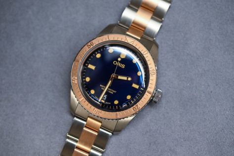 The 20 Best Oris Watches of All Time They Come They Go, Oris Aquis, Oris Watches, Monochrome Watches, Bronze Bracelets, Amazing Watches, Two Tone Watch, Dive Watches, Orange Brown