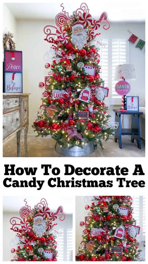 Learn How To Decorate A Candy Style Christmas Tree! Step by step instructions! #christmastree #christmasdecor #candycanechristmastree #candychristmas