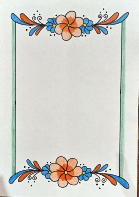 Border Design For Project Work, Creative Border Ideas For Projects, Project File Decoration, Highlighter Tips, Flower Border Design, Border Design For Project, Design For Project, Boarders Designs For Projects, Drawing Borders