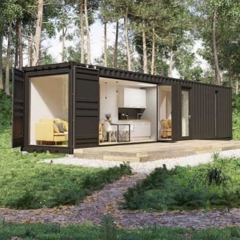 Source 40ft Prefab container house luxury design black with bathroom living room for home use on m.alibaba.com Shipping Container Design, Prefab Buildings, Shipping Container Cabin, Container Conversions, Shipping Container House Plans, Holiday Room, Shipping Container Home, Container Buildings, Building A Container Home