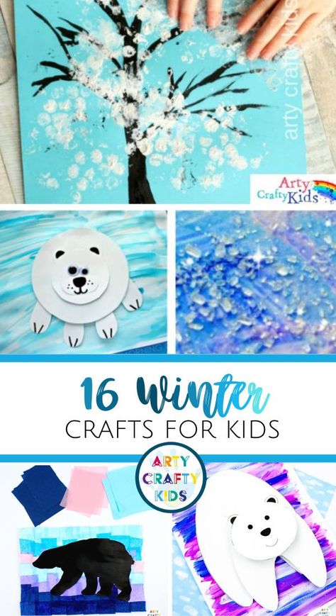 Winter Crafts For Families, Easy Snow Day Crafts For Kids, Winter Art For Kindergarten Kids, Winter Artwork For Preschoolers, January Childrens Crafts, Winter Crafts For Second Grade, Simple January Crafts For Kids, January Art Kindergarten, Easy Winter Crafts For Kindergarten