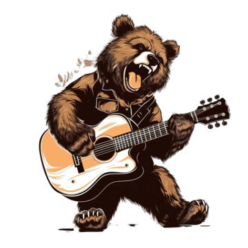 Guitar Digital Art, Bear Playing Guitar, Kawaii Picture, Background Digital Art, Band Performance, Bear Songs, Guitar Illustration, Canvas Inspiration, Guitar Vector