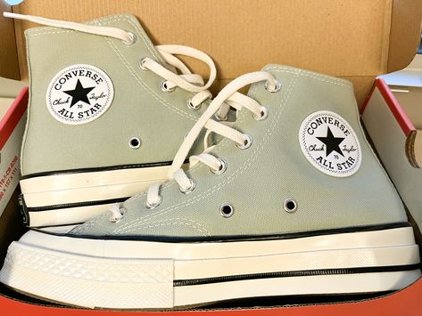 Converse Size 5, Sage Green High Top Converse, Platform Converse Design, Safe Green Converse, Converse Mint Green, Mint Green Platform Converse, Summit Sage Converse, Sage Green Converse Platform, Light Green Platform Converse