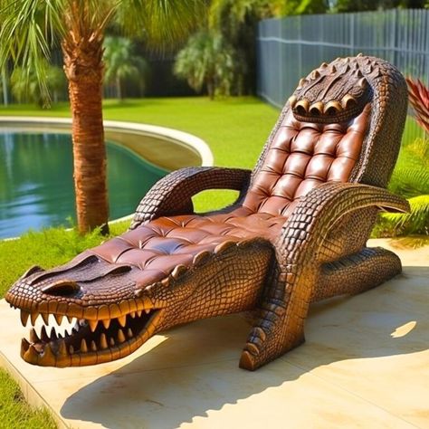 Transform Your Living Room with These Crocodile Chairs Inspired by the Everglades Fall Photo Booth, Simple Furniture Design, Art Deco Homes, Fish Pond Gardens, Unusual Furniture, The Everglades, Classic Armchair, Woodworking Basics, Unusual Home