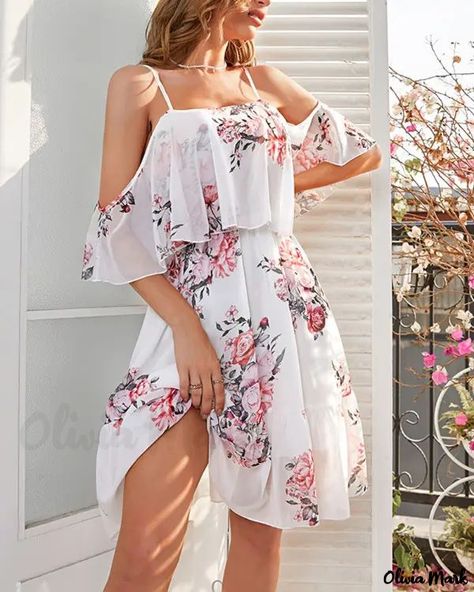 Flowery Dress Casual, Short Summer Dress, Floral Print Chiffon Dress, Flowery Dress, Summer Dress Floral, Cutest Outfits, Print Chiffon Dress, Chiffon Dresses, Floral Print Chiffon