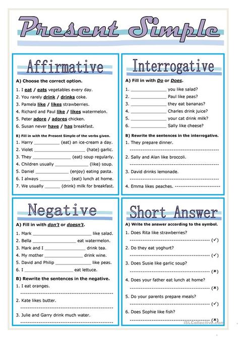 Simple Present Tense Worksheets, Present Simple Tense, Free English Worksheets, English Grammar Exercises, Simple Present Tense, Grammar For Kids, Simple Present, Grammar Exercises, English Exercises