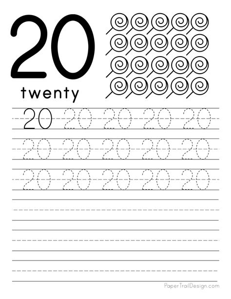 Number 20 Worksheets For Preschool, Number 20 Worksheet, Number Tracing Worksheets, Number Writing Practice, Numbers Tracing, Worksheet For Preschool, Letter Writing Practice, Number Practice, Preschool Number Worksheets