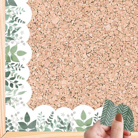 Whiteboard Border Classroom Decor, Cute Bulletin Board Borders, Greenery Bulletin Board, Greenery Classroom Bulletin Board, Display Borders Classroom Decor, Boho Bulletin Board Border, Classroom Borders, Bulletin Borders, Bulletin Board Borders