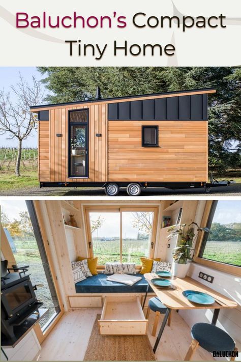 Baluchon’s Compact Tiny Home has Suspended Netting for an Additional Bed Tiny House Trailer Design, No Loft Tiny House On Wheels, Tiny House Camping, 20 Ft Tiny House On Wheels, Incredibox Tiny House, Tiny House On Wheels 2 Bedroom, Trailer Into Tiny House, Micro Tiny House Interior, Affordable Tiny House Ideas