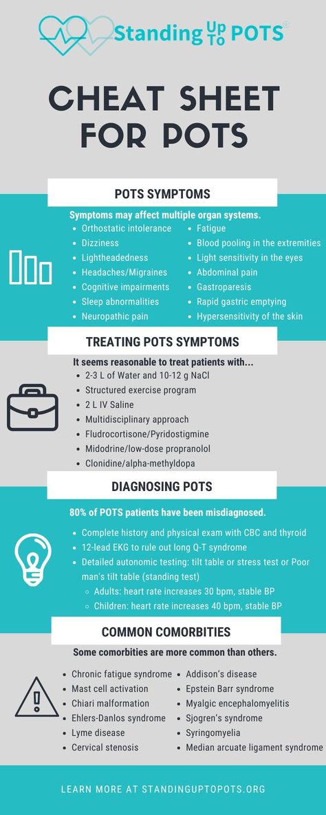 An easy infographic for POTS patients, practitioners, or people in the chronic illness community. For more information, visit our website! Chop Protocol Pots, Types Of Dysautonomia, What Is Pots Disease, Meals For Pots Disease, Food For Pots Disease, Dysautonomia Tips, Pots Medical Condition, Pots Chronic Illness, Pots Infographic