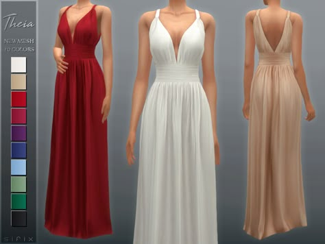 - New mesh Found in TSR Category 'Sims 4 Female Formal' Theia Dresses, Sims 4 Tsr, Sims 4 Dresses, Look Formal, Pink Wedding Dress, Sims 4 Mm, Sims4 Clothes, Cc The Sims 4, Sims 4 Mods Clothes