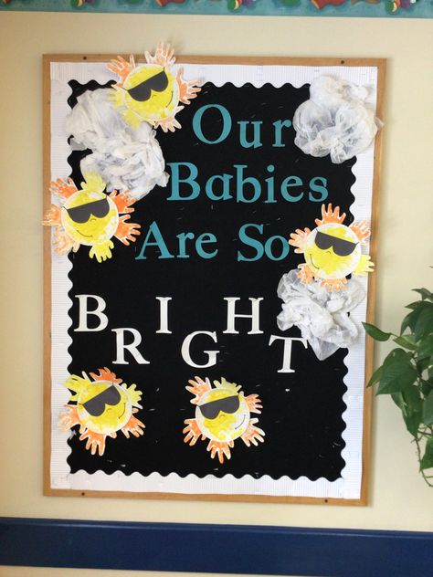 Infant Room Daycare Theme, August Boards For Toddlers, Summer Infant Door Ideas, Welcome To Infant Classroom, Infant Classroom Decor, June Infant Bulletin Board, Infant Daycare Door Ideas, August Bulletin Board Ideas For Daycare, Infant Bulletin Board Ideas