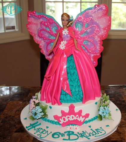 Custom Birthday Cake. Barbie Butterfly Princess cake.   Palermo's Bakery creates custom cakes, wedding cakes, birthday cakes, graduation cakes, cake pops, cupcakes, cookies, custom dessert tables and serves the New Jersey/New York Area Barbie Fairy Cake, Barbie Doll Cake, Fairy Birthday Cake, Elsa Birthday Party, Party Sleepover, Barbie Fairy, Barbie Doll Cakes, Barbie Fairytopia, Custom Desserts