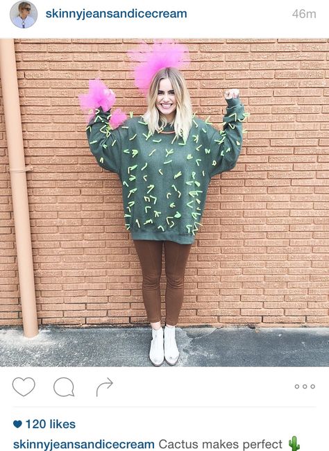 cactus costume Plant Mom Costume, Elementary Teacher Costumes, Plant Costume Women, Plant Halloween Costumes Diy, Cactus Outfit Halloween, Womens Cactus Costume, Cactus Halloween Costume Diy, Cactus Halloween Costume, Easy Girl Halloween Costumes