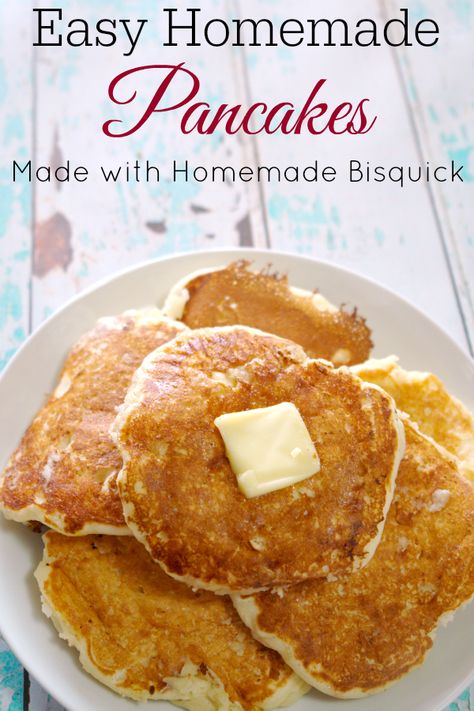 Easy homemade pancakes using homemade Bisquick. They are delicious! #pancakes #easyrecipe Bisquick Pancake Recipe, Christmas Breakfasts, Pancakes Homemade, Bisquick Pancakes, Homemade Pancakes Fluffy, Easy Homemade Pancakes, Homemade Bisquick, Yummy Pancake Recipe, Delicious Pancakes