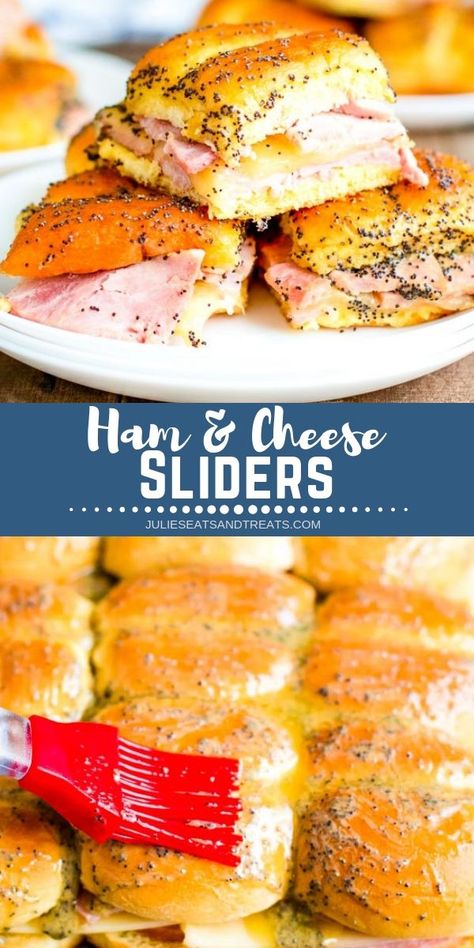 Oven Baked Ham And Cheese Sliders, Ham Buns In Oven, Ham And Cheese Buns Baked, Sliders In Oven, Sliders In The Oven, Oven Sliders, Sliders Sandwiches, Ham And Swiss Sliders, Ham Cheese Sliders