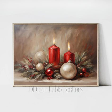 Oil Painting Christmas, Christmas Oil Painting, Christmas Printable Wall Art, Christmas Canvas Art, Trendy Art, Christmas Printable, Christmas Canvas, Christmas Poster, Christmas Wall Decor