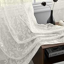 Sheer Lace Curtains, White Lace Curtains, Vintage Lace Curtains, Lace Curtain Panels, Lace Window, Sheer Curtain Panels, Drape Panel, Curtains For Living Room, Country Living Room