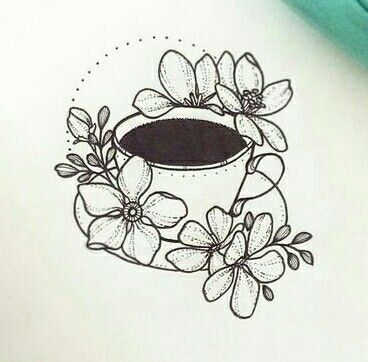 Coffee Cup And Flowers Tattoo, Coffee Cup Flower Tattoo, Best Friend Tattoos Teacup, Coffee Flower Tattoo, Cup Of Coffee Tattoo, Cup Of Tea Tattoo, Coffee Mug Tattoo, Coffee Tattoo Ideas, Coffee Cup Tattoo