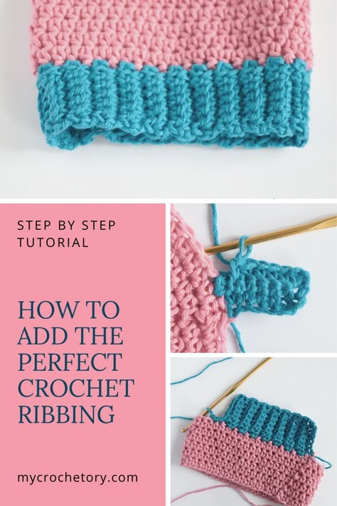 Crochet Edging And Borders Cardigan, Cardigan Border Crochet, Crochet Cardigan Ribbing Pattern, How To Make Ribbing In Crochet, Sweater Edging Crochet, How To Crochet Ribbed Cuffs, Crochet Edges For Cardigan, Crochet Sweater Border Patterns, Adding Ribbing To Crochet