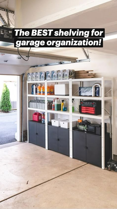 Garage Organization Ideas Using Garage Shelving from Ikea! | Pinterest Garage Storage Inspiration, Garage Organizing, Garage Organisation, Garage Organization Ideas, Garage Storage Ideas, Garage Organization Diy, Storage Inspiration, Garage Makeover, Diy Garage Storage