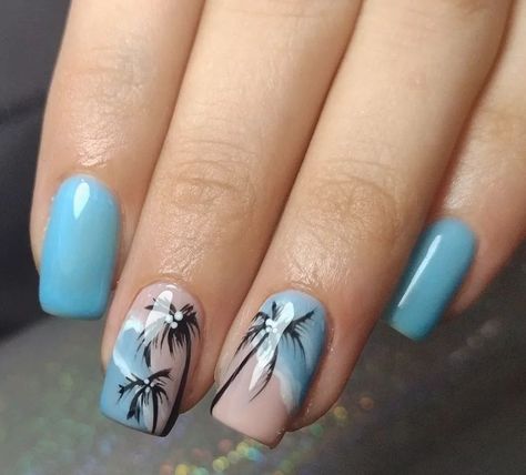 Nails For A Cruise Ship Summer, Caribbean Nail Ideas, Thailand Nails Designs, Bahamas Nail Ideas, Hawaii Nails Ideas, Thailand Nails, Pr Nails, Turtle Nails, Hawaiian Nails