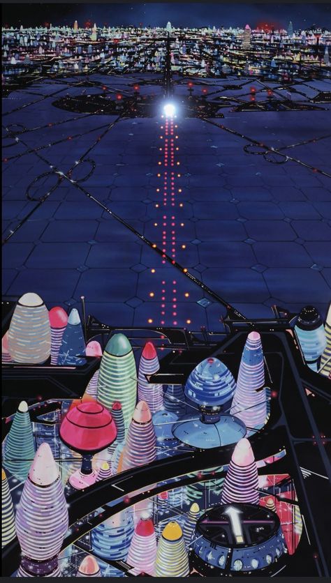 Galaxy Express 999, Galaxy Express, 70s Sci Fi Art, Arte Peculiar, New Retro Wave, Cyberpunk City, Arte Cyberpunk, Futuristic Art, Futuristic City