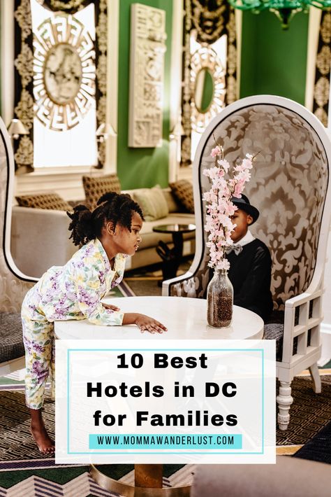 Are you looking for the best hotels in DC for families? I’ve put together this list of the top 10 family-friendly hotels in Washington, DC. If you’re planning a trip to DC with kids, it’s essential to choose a family-friendly hotel for your stay. Today, I’m sharing my top picks for the 10 best hotels in DC for families at every price point. Whether you’re looking for a budget-friendly getaway or a luxurious escape, there’s something on this list for every type of traveler. Hotels In Washington Dc, Dc With Kids, Washington Dc With Kids, Weekend Family Getaways, Family Friendly Resorts, Spring Break Trips, Family Friendly Hotels, Family Weekend, Road Trip With Kids