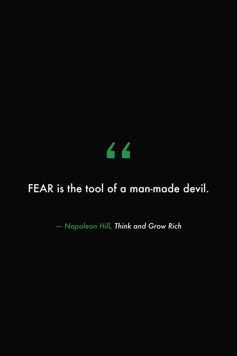 FEAR is the tool of a man-made devil. #quotes #books #read #library #think #grow #rich #napoleonhill #wallpaper #fear #reminder 100 Reasons Why I Love You, Devil Quotes, Reasons Why I Love You, Quotes Books, Mental Health Facts, Think And Grow Rich, 100 Book, Silver Age, Social Media Video