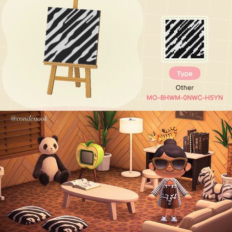 Eclectic interior design with warm wood finishings, vintage decor, and custom zebra print #animalcrossing #acnh #acnhinterior #animalcrossingdesigns #acnhdesigns #acnhdesigncode #animalcrossinginteriors #acnhstyle #acnhinspo Pastel Scene, Acnh Outfits, Zebra Rug, Acnh Design, Acnh Designs, Acnh Codes, Animal Crossing Qr Codes Clothes, Mullet Haircut, Eclectic Interior Design