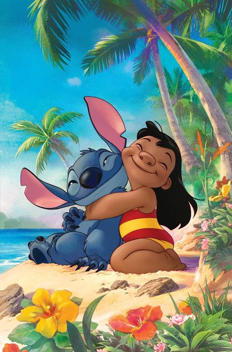 Lilo and Stitch #1 [Dynamite] | Textless cover art by Joshua Middleton Lilo And Stitch Movie, Stitch Movie, Experiment 626, Lilo And Stitch Ohana, Lilo And Stitch Drawings, Stitch Character, Lilo Y Stitch, Stitch Drawing, Lilo Et Stitch