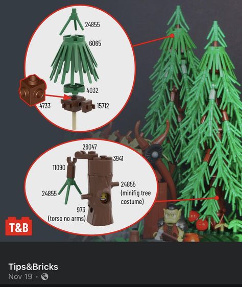 Lego Tree Instructions, Lego Trees Ideas, Lego Christmas Train, Lego Park, Lego Garden, Lego Diy Projects, Lego Trees, Lego Landscape, Lego Plants