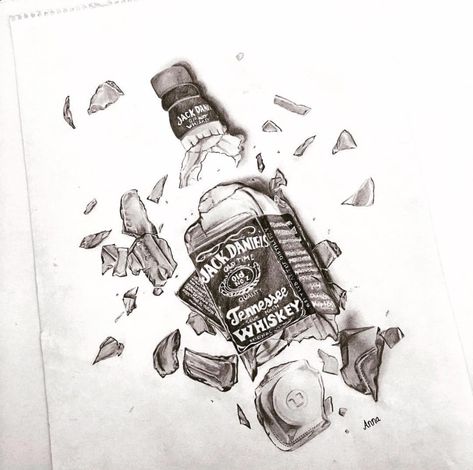 Jack Daniels Tattoo, Doodle People, Broken Bottle, Sketching Ideas, Jack Daniel, Tennessee Whiskey, Jack Daniels, Art Block, Art Artwork