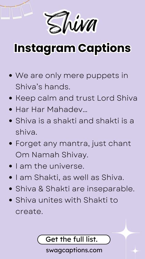 Embark on a spiritual journey with our meticulously crafted Shiva Instagram Captions. Invoke the cosmic energy of Lord Shiva and adorn your Instagram with profound insights and sacred verses. Mahadev Captions For Instagram, Mahadev Instagram Bio, Shiv Captions For Instagram, Mahadev Bio For Instagram, Mahadev Caption For Instagram, Shiv Caption, Shiva Captions, Mahadev Caption, Lord Shiva Quotes