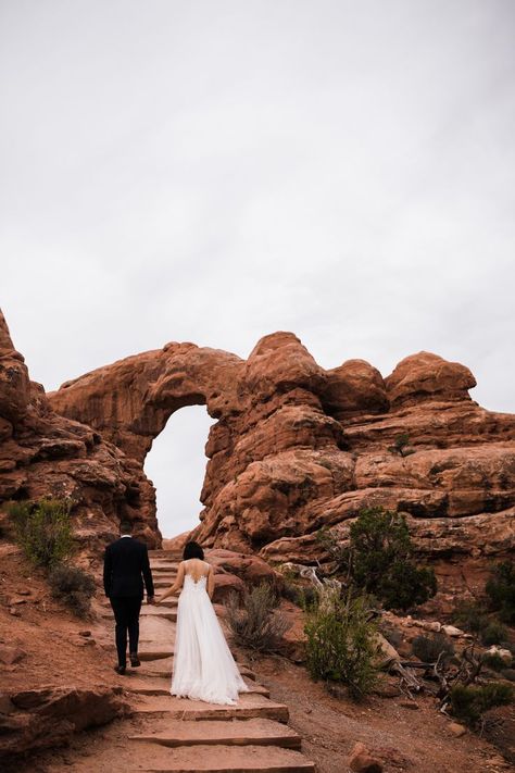 elopement first look in arches national park | desert elopement | moab wedding photographer | the hearnes adventure photography | www.thehearnes.com Arch Photography, Moab Wedding, Sedona Wedding, National Park Elopement, Valley Of Fire, Park Elopement, Commitment Ceremony, Succulent Wedding, Adventure Photography