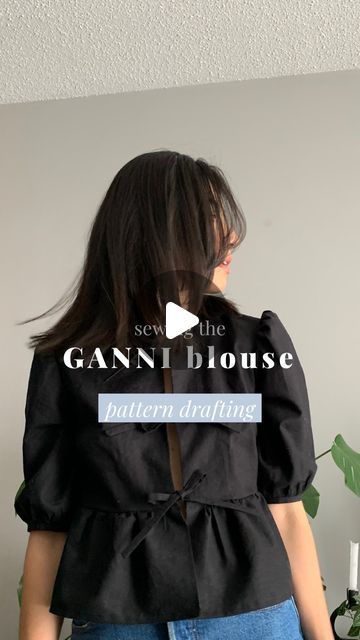 Sewing A Blouse, Ganni Blouse Sewing Pattern, Ganni Top Sewing Pattern, Sew Blouse, Ganni Top, Ganni Blouse, Sewing Pattern Blouse, Bodice Block, Diy Dresses