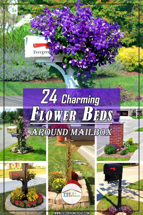 24 Charming Flower Beds Around Mailboxes #flowerbed #mailbox #garden #curbappeal #flowers #decorhomeideas Mail Box Flower Bed, Diy Mail Box Ideas Curb Appeal, Mail Box Garden Flower Beds, Mailbox Flower Bed Ideas Perennials, Mailbox Curb Appeal Ideas, Simple Mailbox Landscaping, Mail Box Landscaping, Flowers Around Mailbox Ideas, Landscaping Around Mailbox Ideas