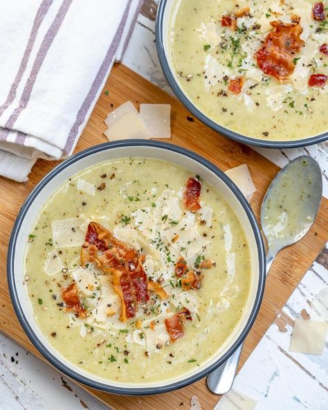 Clean Eating Creamy Zucchini Potato Soup! | Clean Food Crush Zucchini Potato Soup, Creamy Zucchini, Zucchini Soup, Turkey Soup, Bacon Jam, Clean Food Crush, Food Crush, Potato Soup Recipe, Sweet Potato Soup