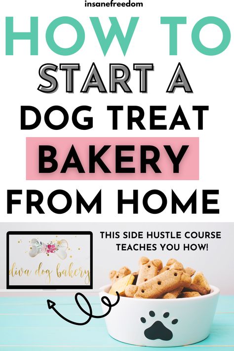 Looking for a fun side hustle or business idea before 2020 ends? If you are a dog lover who also loves baking, learn how to start a profitable dog treat bakery from home and make up to an extra $1000 each month! Make sure to also sign up for extra bonuses for the brand new Diva Dog Bakery course! Dog Cookie Business, Diva Dog Bakery, Dog Treats To Sell, Bakery From Home, Dog Bakery Business, Start A Dog Treat Business, Treats To Sell, Dog Treat Bakery, Dog Treat Business