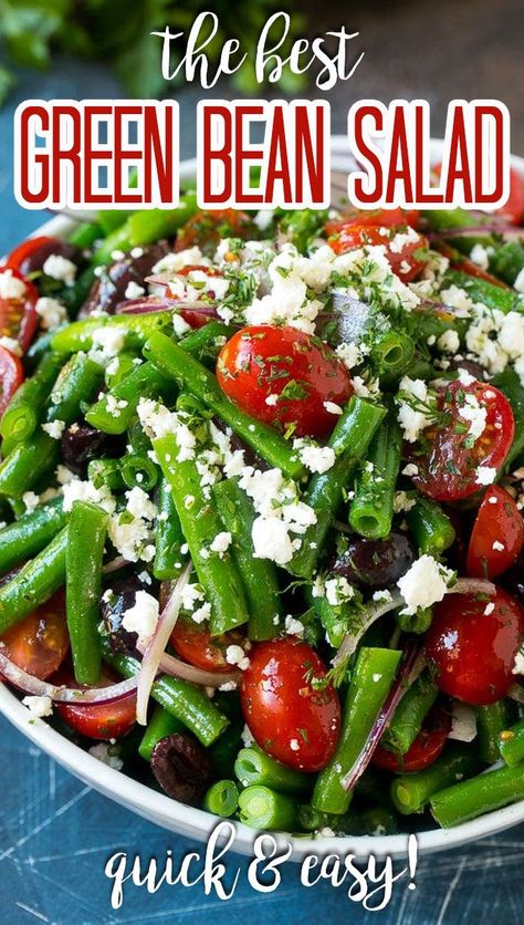 Green Bean Salad Cold, Feta Cheese And Olives, Green Bean Recipes Healthy, Green Beans Tomatoes, Greek Green Beans, Fresh Green Bean Recipes, Green Bean Salad Recipes, The Best Green Beans, Green Beans Side Dish