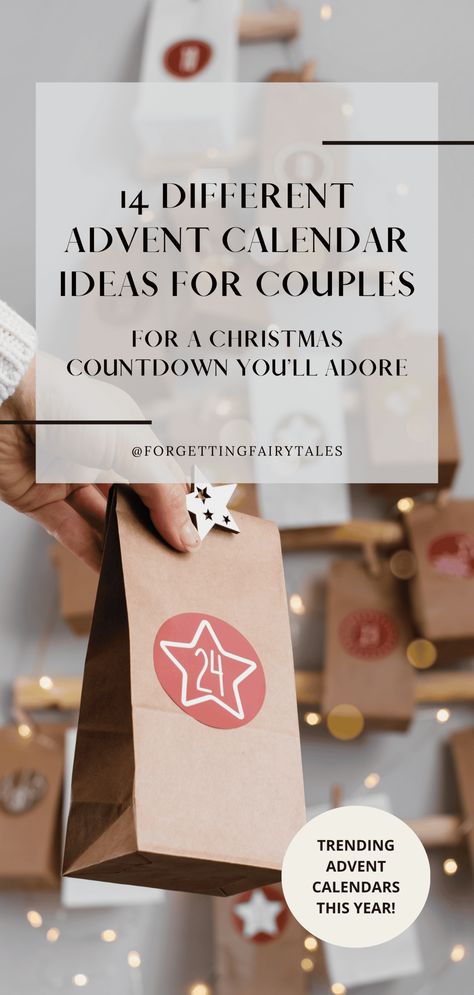 Looking for different couples advent calendars? Advent calendar ideas for couples you won't expect? Then here's 14 of the very best for Christmas 2024! #christmas #adventcalendar #intimacy Diy Couples Advent Calendar, Couple Advent Calendar Ideas, Love Calendar Ideas, Advent Calendar Couples, Diy Advent Calendar For Couples, Date Night Advent Calendar, Husband Advent Calendar Ideas, Diy Advent Calendar For Husband, Couple Advent Calendar