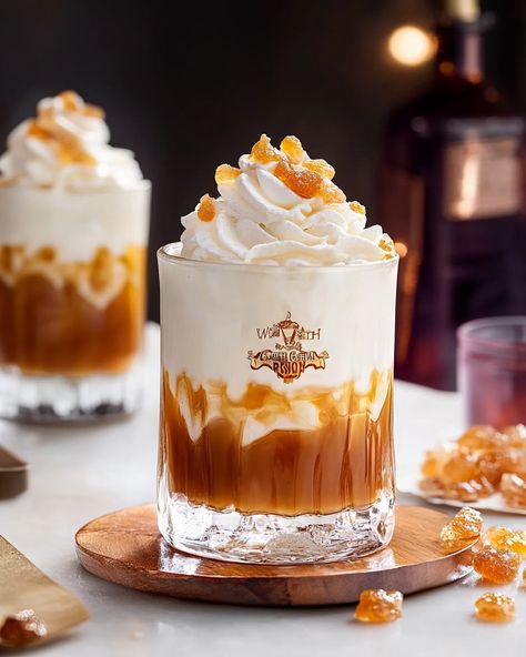 Salted Caramel White Russian - Ava Recipes Salted Caramel White Russian, Caramel White Russian, Caramel Vodka, Coffee Liqueur, White Russian, Vanilla Latte, Enjoy Coffee, Chocolate Syrup, Crown Royal