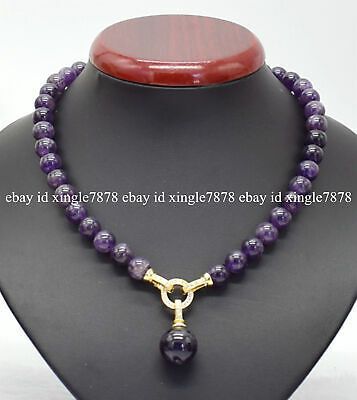 Genuine 10mm Natural Amethyst Round Gemstone Beads Pendant Necklace 20 Most Beautiful Necklace, Amethyst Beads Necklace Indian, Rose Quartz Beaded Necklace, Gemstone Necklace Diy, Jewellery Beads, Sell Jewelry, Stone Bead Jewelry, Necklace Amethyst, Beads Pendant