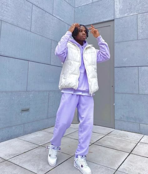 Purple Fits Aesthetic Men, Purple Fits Streetwear, Outfit Streetwear Boy, Purple Men Outfit, Purple Streetwear Outfit, Purple Mens Outfits, Purple Outfits Men, Streetwear Winter Outfits, Winter Streetwear Outfits