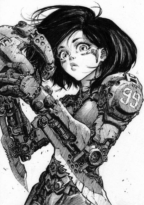 Gally Fanart, Alita Battle Angel Manga, Cyborgs Art, Battle Angel Alita, Battle Angel, Angel Drawing, Manga Story, Want To Draw, Cyberpunk Aesthetic